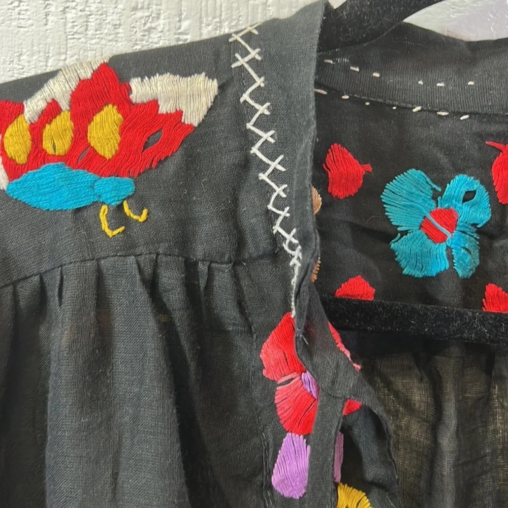Vintage 1960/70 cotton voile embroidered tunic - Picture 2 of 3